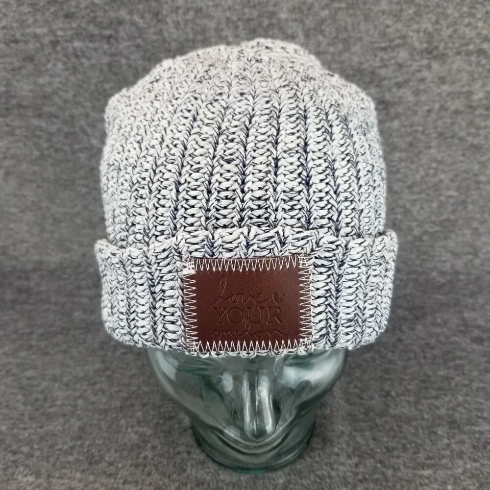 ✅Love Your Melon Grey Cable Knit Beanie Winter Hat 100% Cotton OSFM OSFA - Picture 3 of 7
